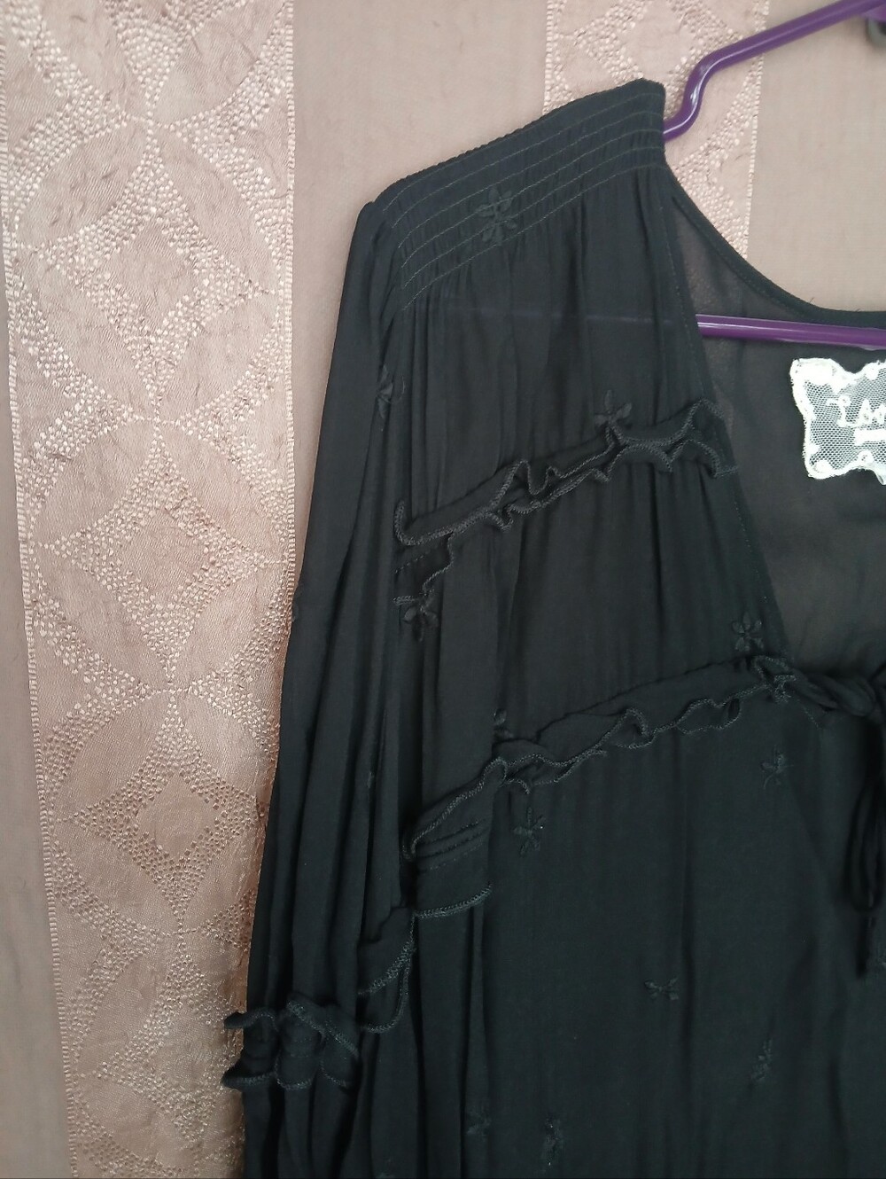 💎 LOVE Johnny Was Women's Top Black Eyelet Embroidered Peasant Tunic 0478 - Picture 8 of 12
